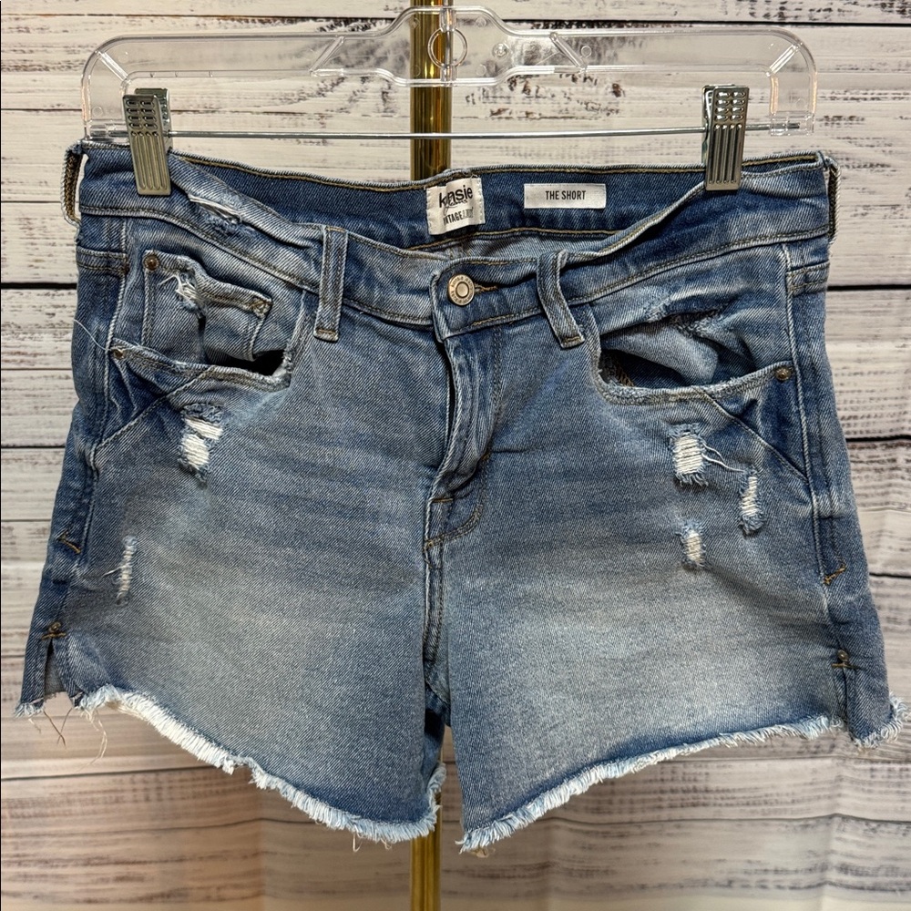 Kensie Women's Distressed Denim Shorts - Blue
